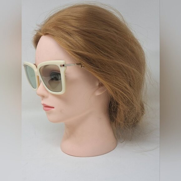 Salvatore Ferragamo Sunglasses Ivory Cream Green Temple Logo SF1085S  57-16-140